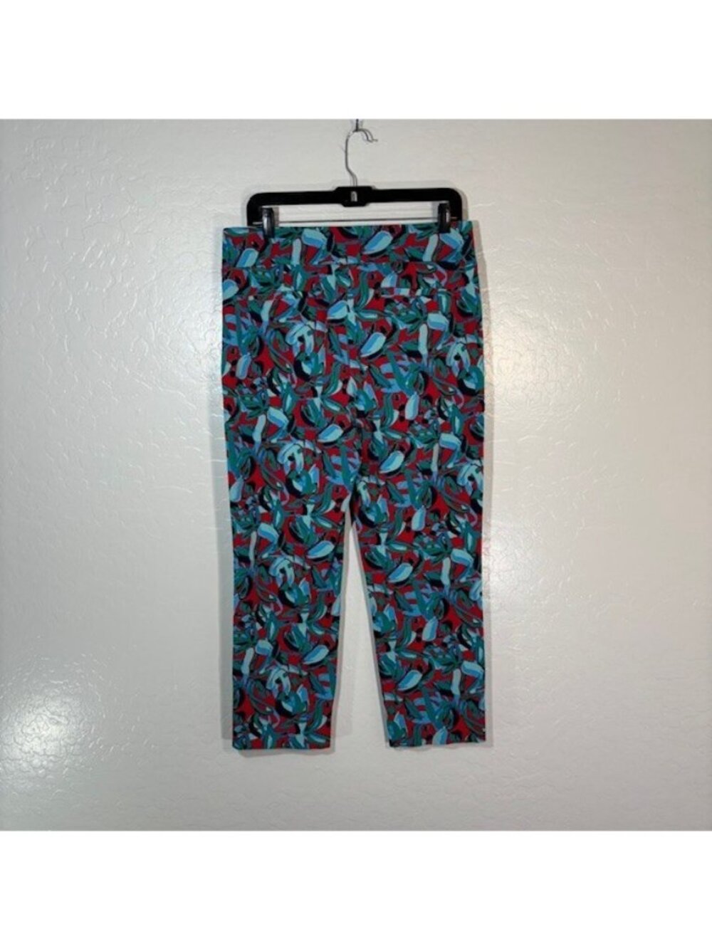 Soft Surroundings Pants Womens Medium Pull On Leggings Crop Blue Red Art - Picture 6 of 6